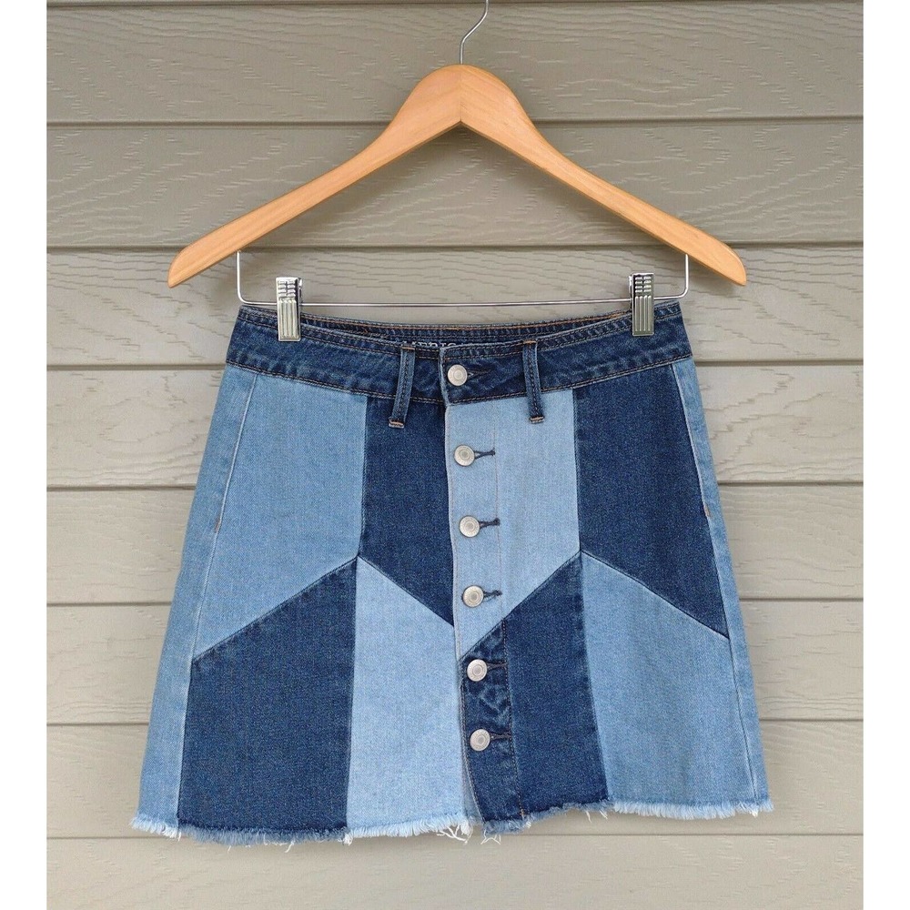 American Eagle Patchwork Mini Light Dark Wash But… - image 1